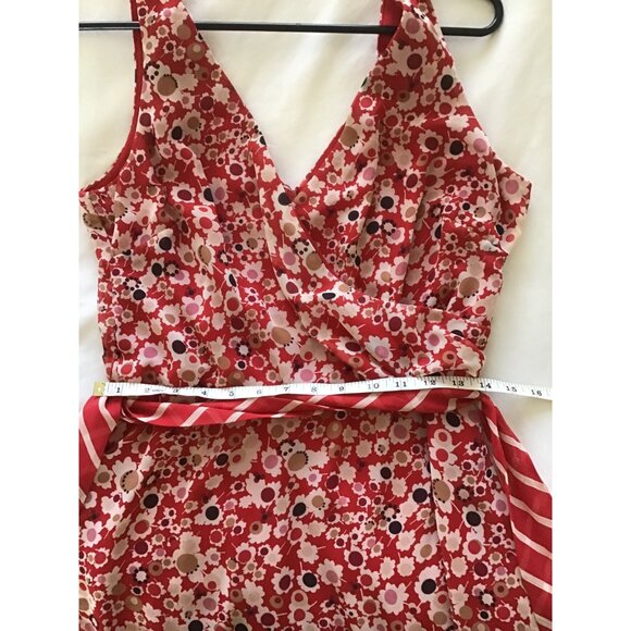 FAITH PASSION-RED FLORAL FULLY LINED V-NECK MID DRESS SIZE 8 - Picture 5 of 5